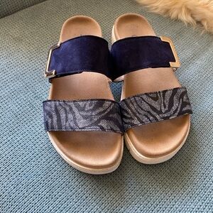 Gabor Leather Sandals with Navy and Zebra Straps Size 38